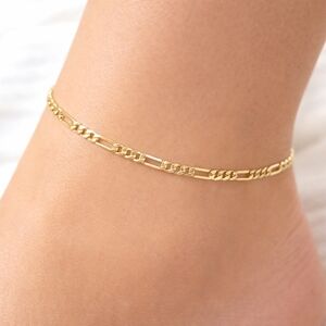 Gold Link Chain Classic Anklet – Elegant Women’s Ankle Bracelet Summer Jewelry
